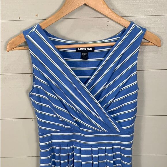 Lands' End Blue and White Wrap Midi Dress womans size XSP modal - Picture 2 of 9
